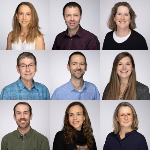 Nine images of faculty members