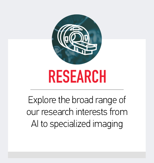Research. Explore the broad range of our research interest from AI to specialized imaging.